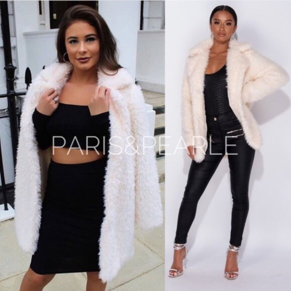 Cozy Queen Ivory Shag Faux Fur Midi Jacket